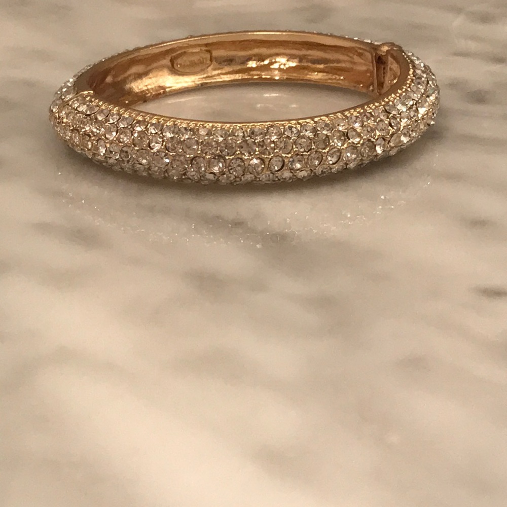 Gold and rhinestone clamp cuff